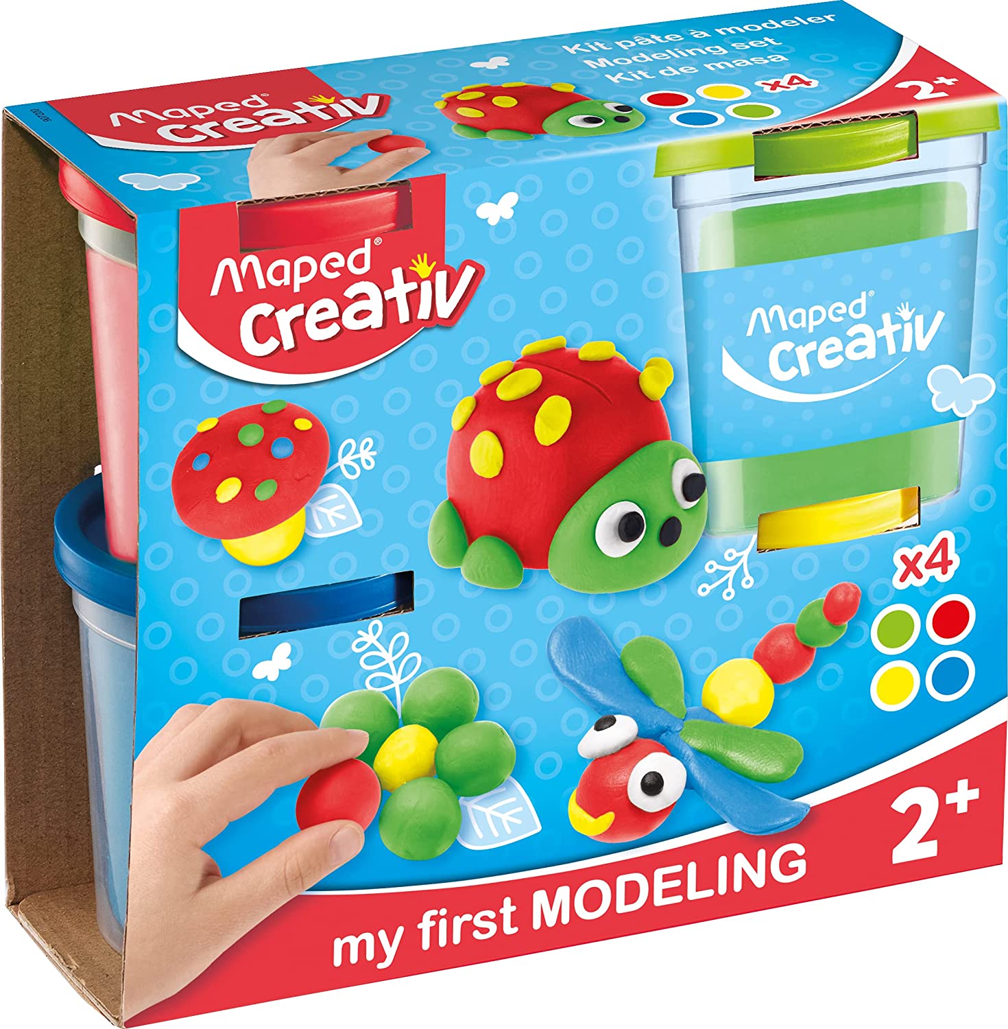 Early Age Play Dough x 4pots Basics Colors MAPED CREATIV 907200